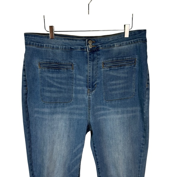 Ceros Women's Size 20 High Rise Coin Pocket Fringed Hem Distressed Denim Jeans - Picture 4 of 12